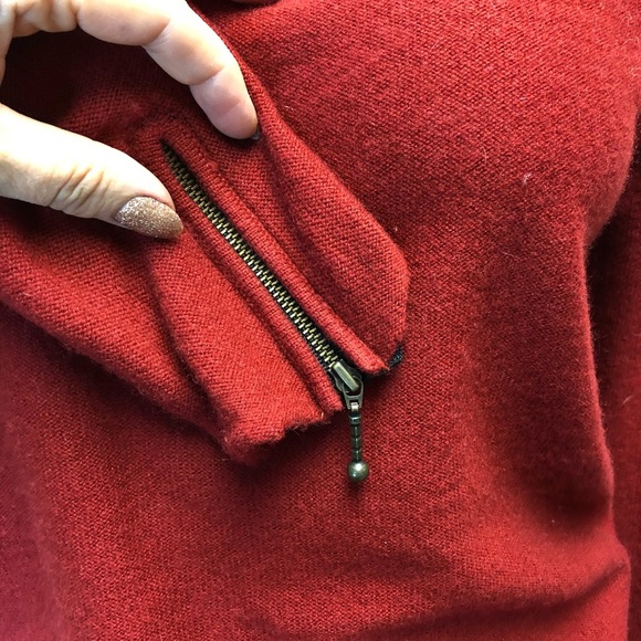 Zoe Couture Red Cashmere Sweater — Women’s Small, Soft Knit, Zip-Sleeve Detail - Picture 6 of 10